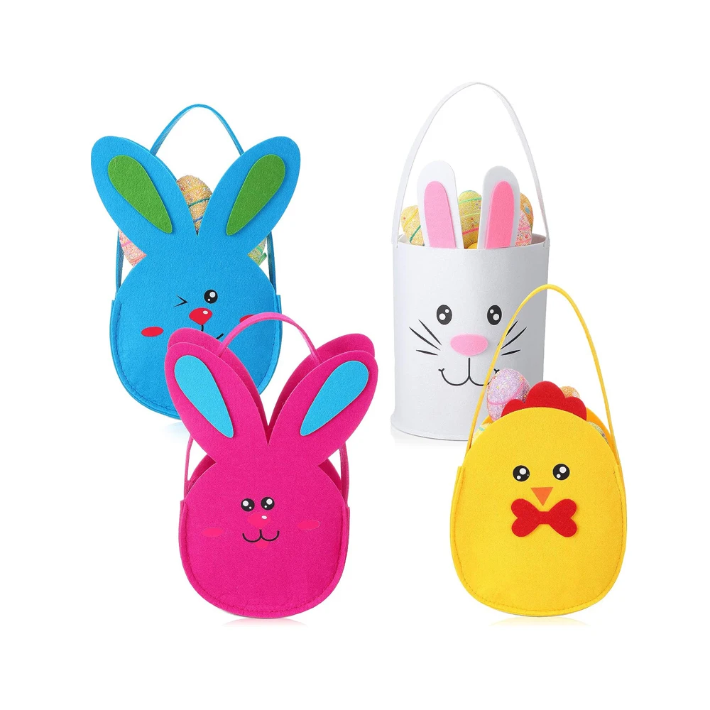 Wholesale Customized Fabric Felt Easter Bunny Basket Blank With Handle