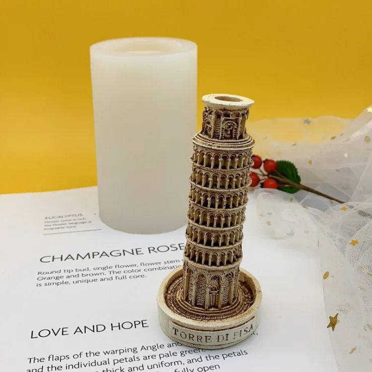 2021 Factory Italian buildings DIY Leaning Tower of Pisa 3d silicone resin molds plaster of paris candle mold