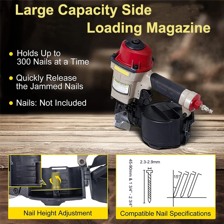 Air Pneumatic Coil Nailer CN55 Professional Coil Nailer Coil Siding Nail Gun