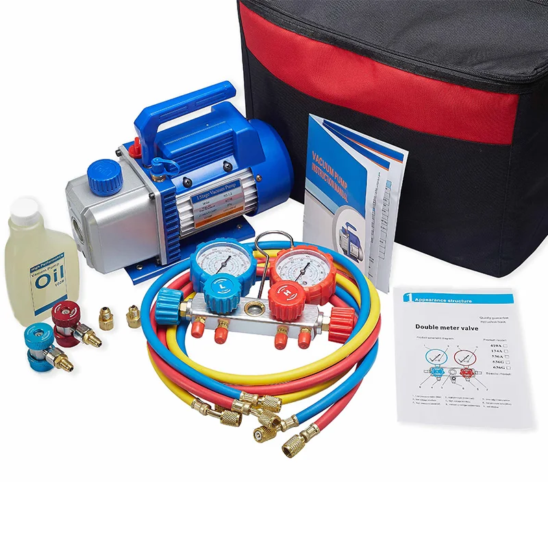 TWH 4cfm 3.5cfm 1/4hp RS-1.5 Vacuum Pump&R410A BZ-6 Refrigerant a c Pressure Gauge Set
