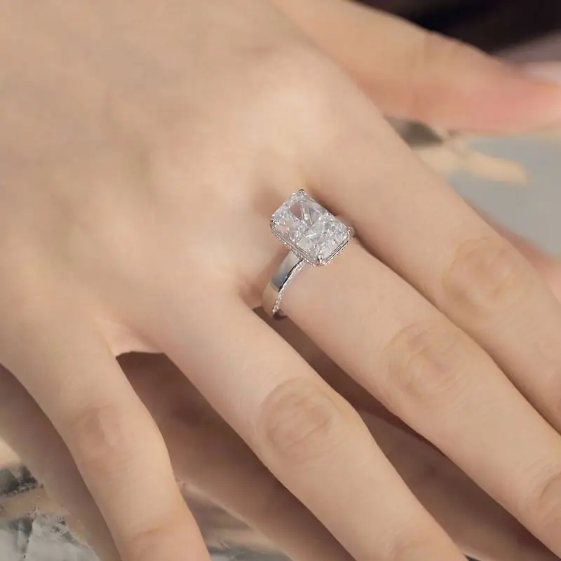 Dylam Luxury Fine Jewelry Diamond S925 Silver Square Yellow Cubic Zircon Ring Wholesale Price Wedding Engagement Rings For Women