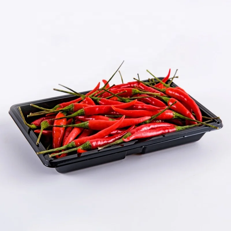 Recycled black base meat display PP tray disposable food grade PET blister MAP plastic packaging meat tray for supermarket