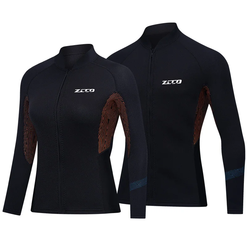High Quality 2Mm Men Women Triathlon Front Zipper Wetsuit Top Neoprene Diving Jacket