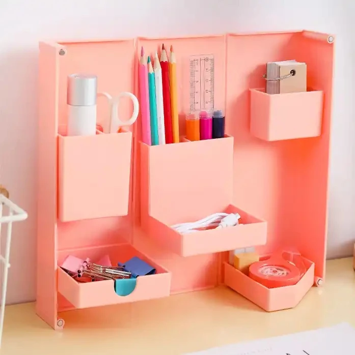 Desktop foldable and stable storage box Cosmetic stationery three-dimensional unfolding finishing box