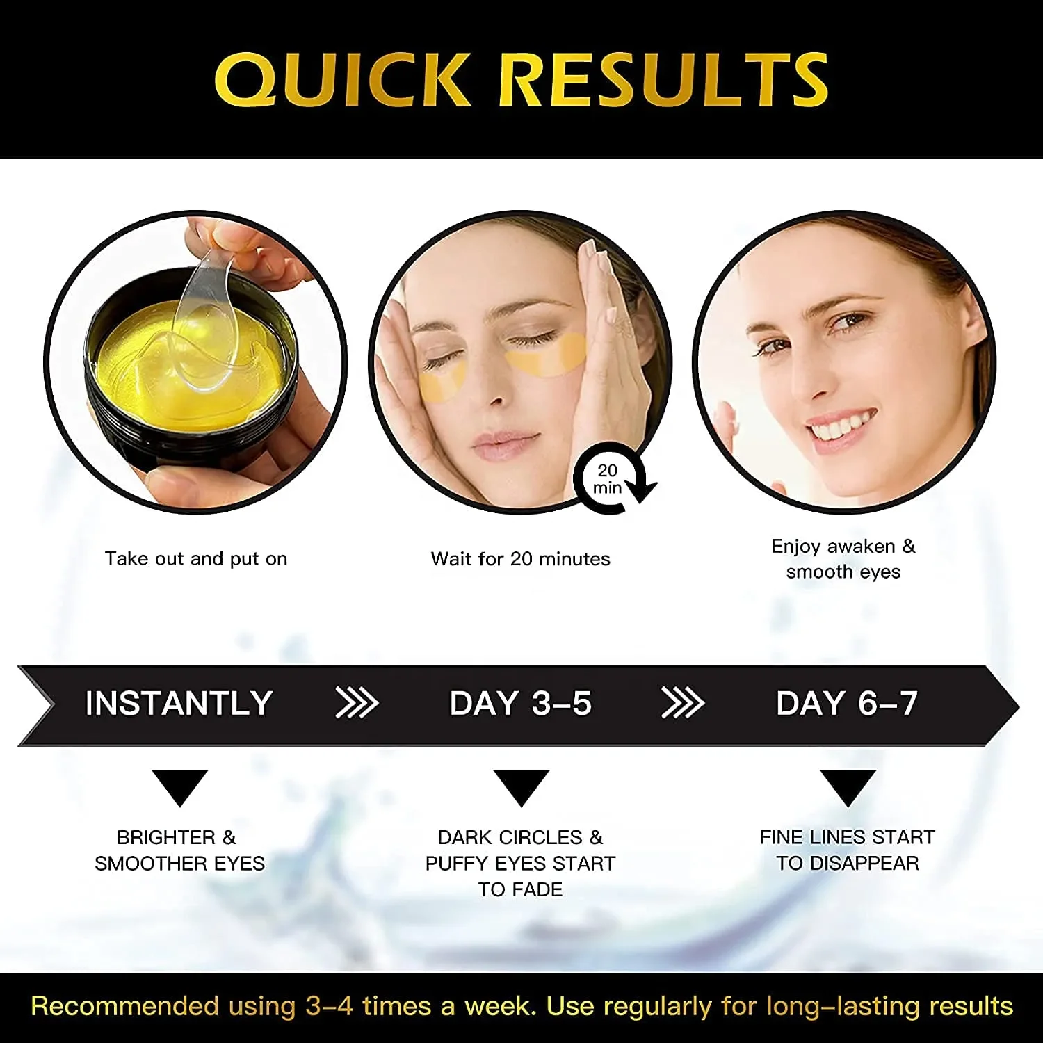 Moisturizing hyaluronic acid cooling eye mask dark circles eye bags removal gold eye patches gel pad