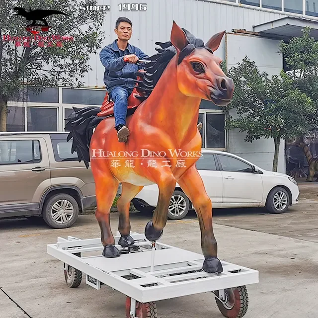 Amusement park funny life size animatronic animal ride electric horses ride