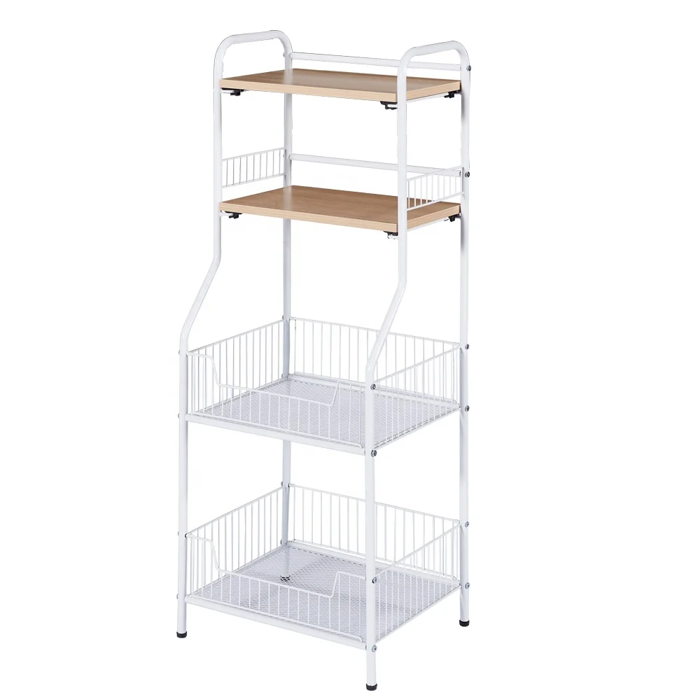 Carbon Steel 5 Tier Household Utility Rolling Metal Trolley Cart Movable Kitchen Rack With Wheels Living Room Furniture