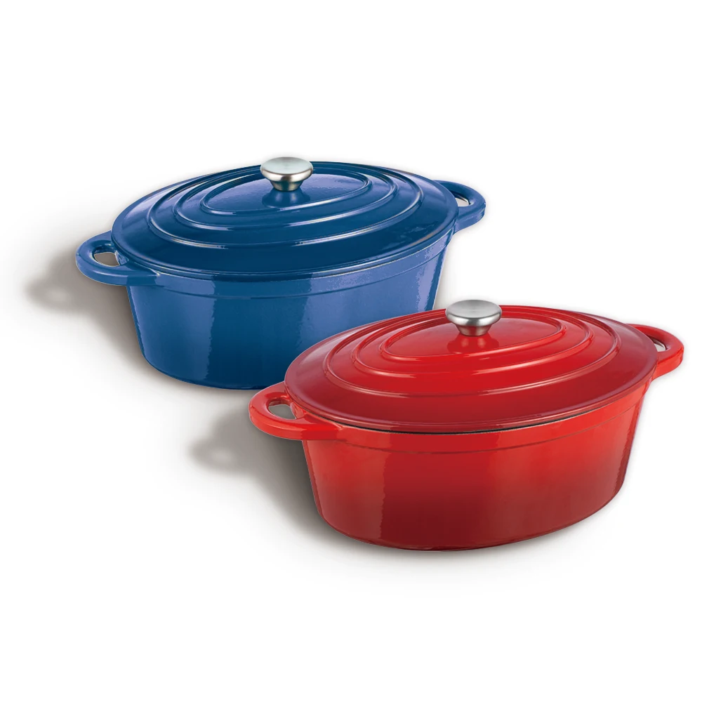 Custom Cookware Luxury Cast Iron Oval Shape Casserole Enamel Nonstick Cooking Pot Kitchen Pots