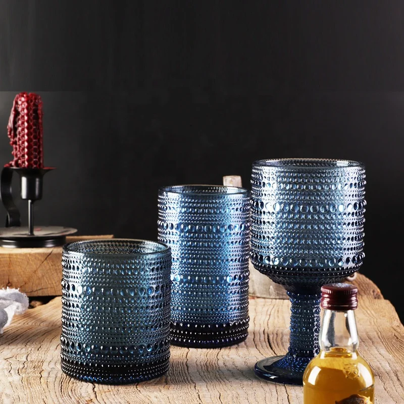 Wholesale In Stock Exquisite Thai Embossed Custom Colored Wine Glass Crystal Whiskey Glass