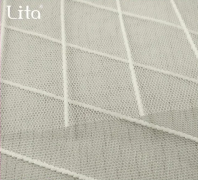 Качественная нейлоновая сетчатая ткань в полоску, основовязаная сетчатая ткань