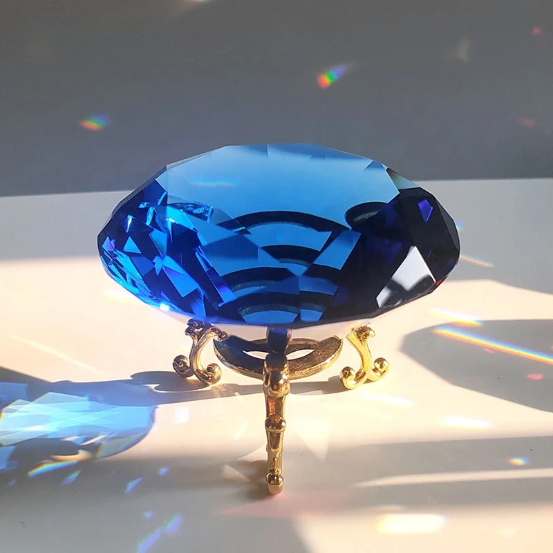 DILU Colour Crystal Diamond Glass Paperweight Jewels Artificial Simulated Diamonds Trophy Gift for Wedding Centerpieces Decor