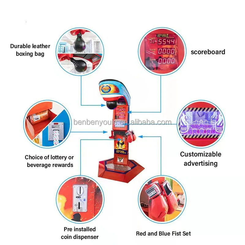 Hot Street Amusement Boxing Punch Machine Arcade Punching Machine Outdoor Ultimate Dragon Fist Big Punch Boxing Game Machine