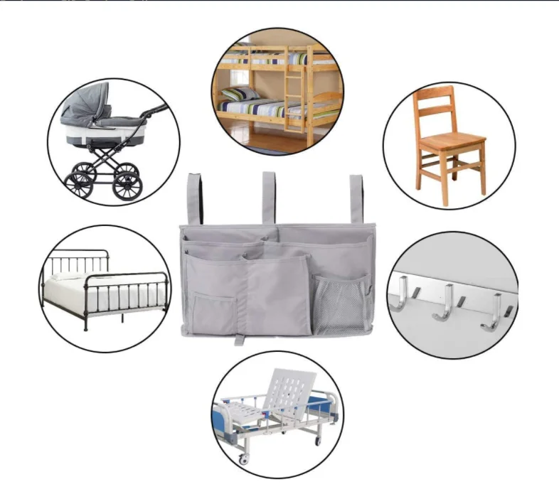 600d Оксфордский Многофункциональный комнатный подвесной органайзер для кровати Прикроватный карман для хранения