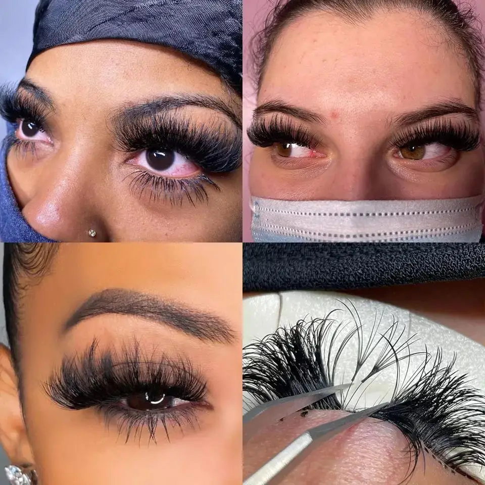 Handmade Black 0.05mm 0.07mm KOREA PBT Fiber C CC D DD Curl Mix Length one second lash easy fan eyelashes extension