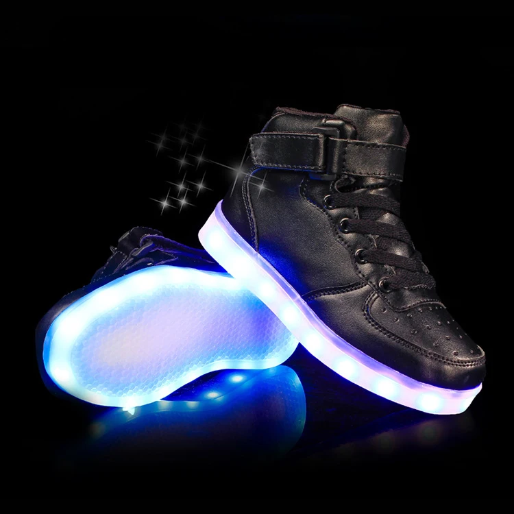 Hot-selling high-top USB rechargeable night leisure shoes multi-color LED flash shoes