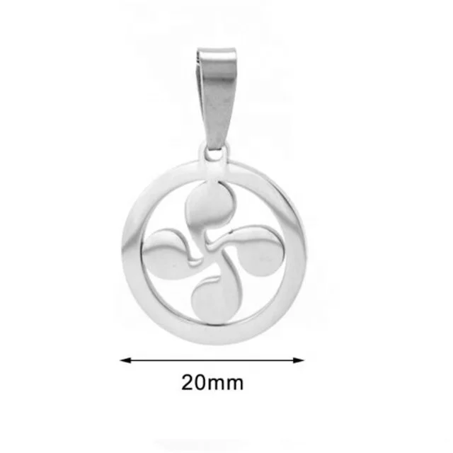 Yiwu Aceon Stainless Steel Basque cross symbol of star Sun celtic windmill in circle lauburu four heads pendant