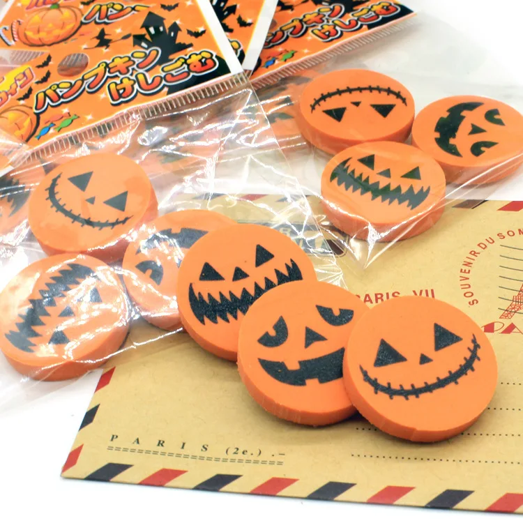 3PCS/Box Halloween Pumpkin Printed for gifts cute Erasers for children