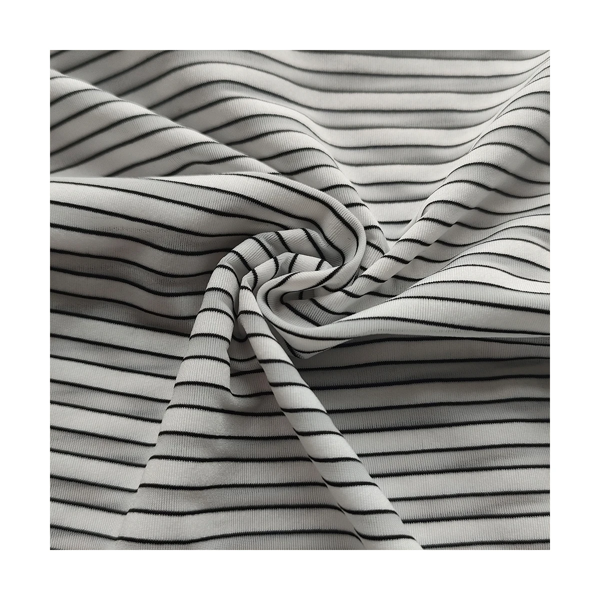 Текстильная ткань, 67% полиэстер, 16% нейлон, 17% спандекс, эластичная полосатая ткань, черно-белая жаккардовая трикотажная ткань для нижнего белья