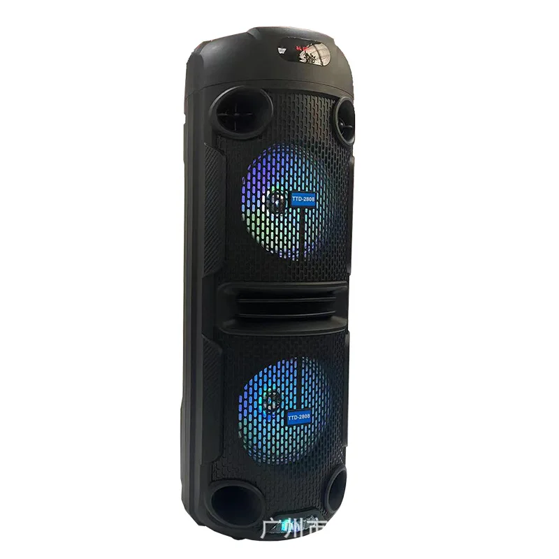 TTD-2808 20W Double 8 inch Remote Control Wireless Mic Home Theater Outdoor Portable Karaoke Party BT Smart Stereo Speaker
