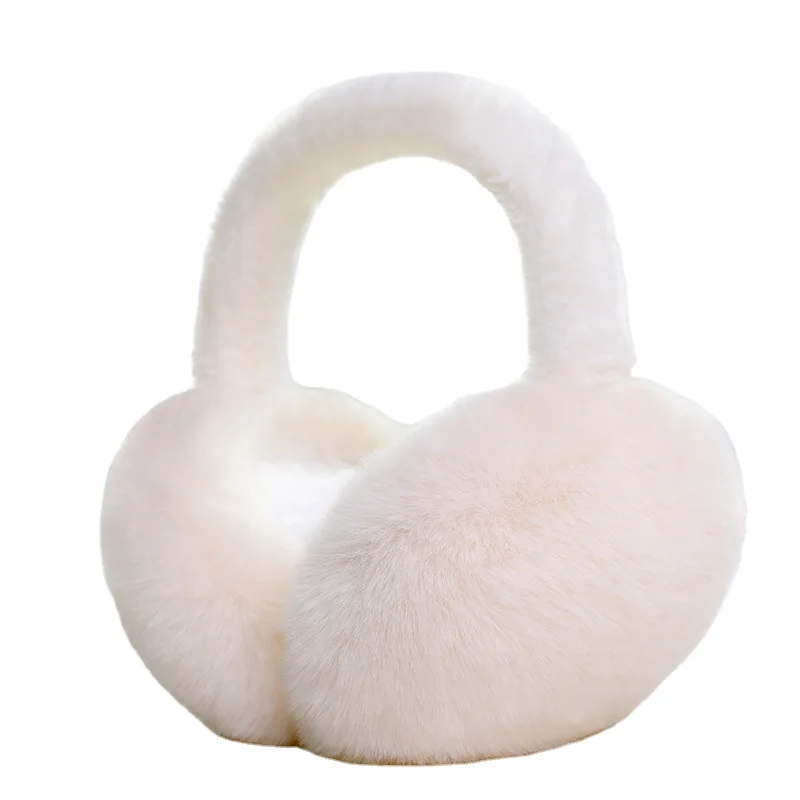 Winter Adjust Faux Rabbit Fur Foldable Earmuffs Elegant Ladies Warmers Wool Comfort Plush Fluffy Ear Muff