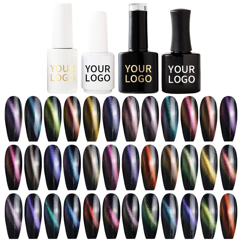 Factory wholesale private label custom logo uv nail polish salon luxury cat eye gel polish