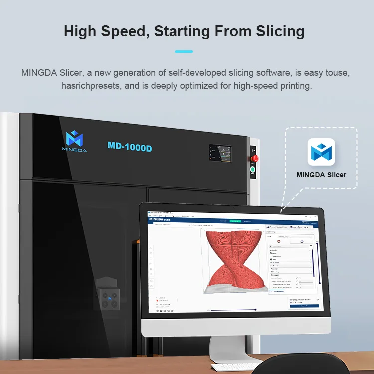 MD-1000D faster 500mm/s klipper multi color nylon 12 fdm big size commercial use 3d desktop printer