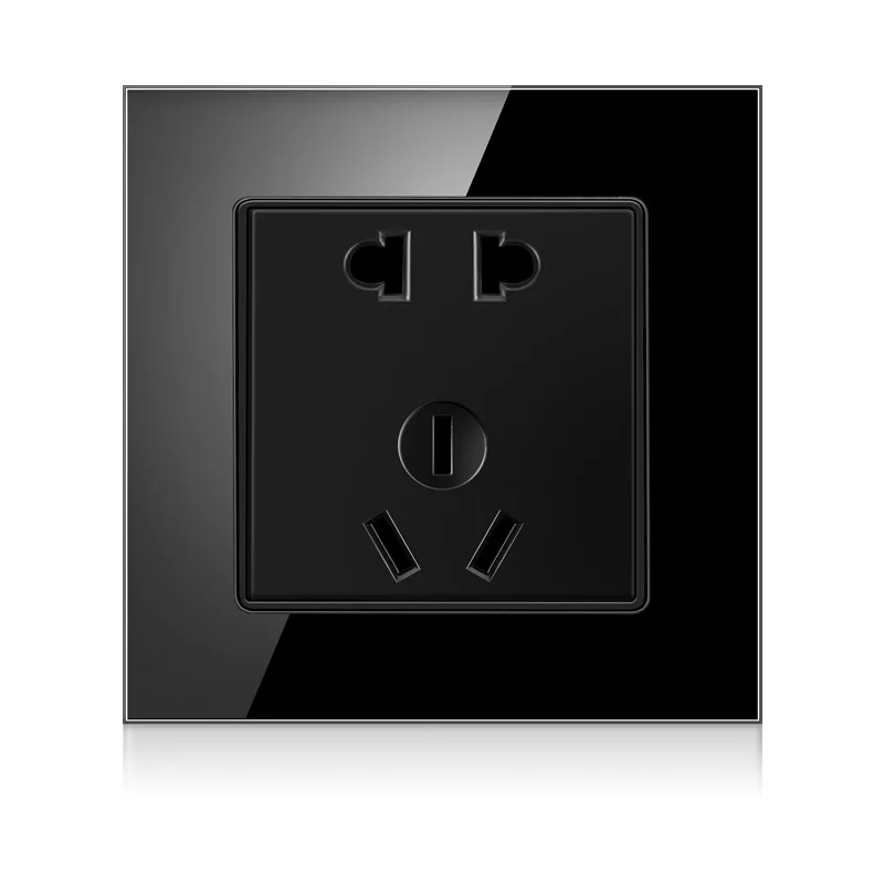 Tempered crystal glass 86 * 86mm panel China 3C standard five hole socket plug