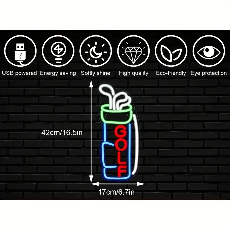 Hot Sale Custom Led Neon Light Sign Golf Luminous Neon Sign Letters