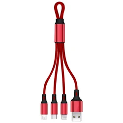 Key Ring 4 In 1 Fast Type C Charger Usb Cable Micro Lighting OEM 3 In 1 Usb Cables