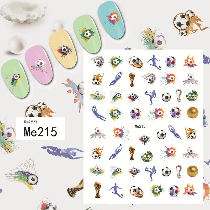 Me210-219 3D  Cartoon Sports World Cup  Design Nail Art Stickers Football Series Nail Decals Decorations