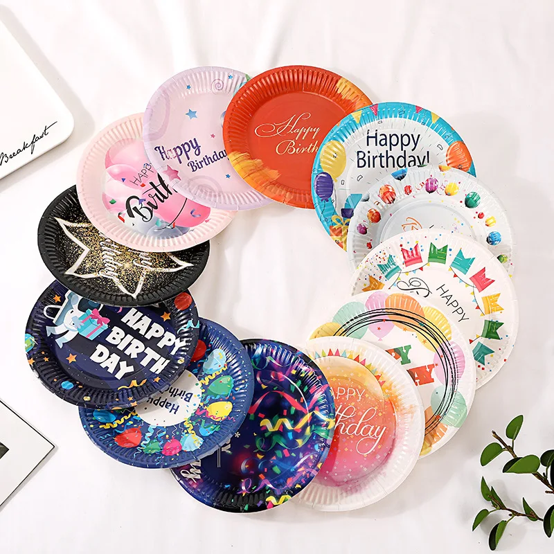 10pcs/bag 7 inch disposable paper plate for birthday wedding party supplies