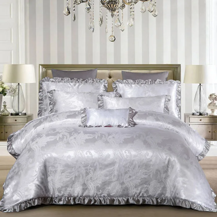 European Nice Quality Cheap Price Wedding Bridal Bedding Sheet Sets Luxury Bed Skirt Set