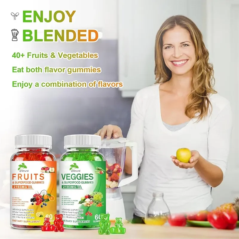 Professional Multi Super Fruits Veggies Gummy Sugar Free Daily Gummy Supplements Convenient Delicious Gummies For Health