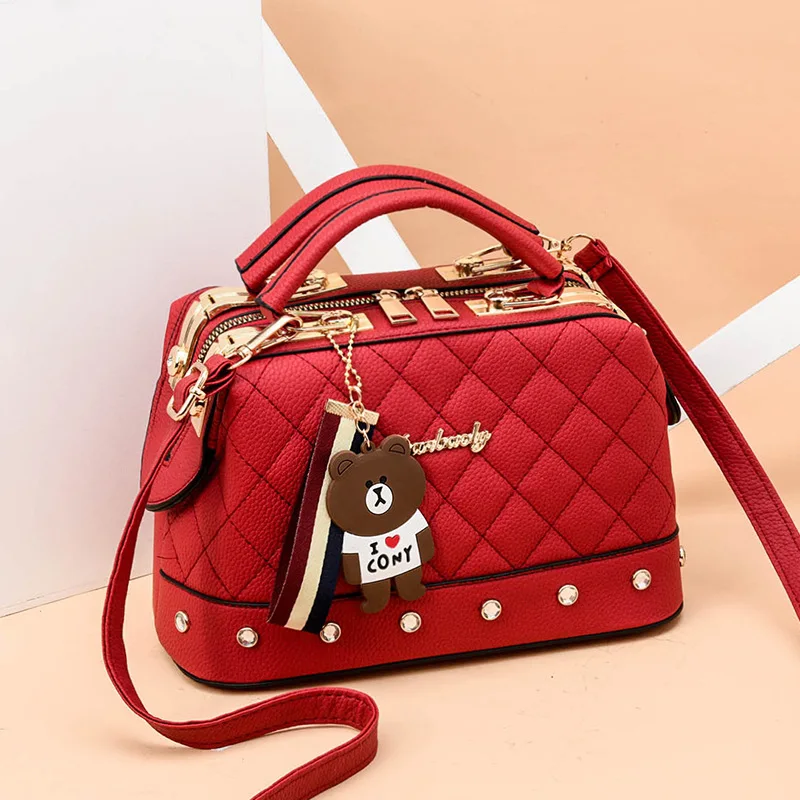 Tote Bag Supplier Custom PU Leather Ladies Female Fashion Luxury Shoulder Handbags with Hairball