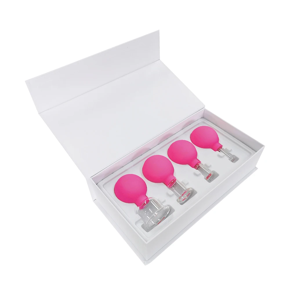 16 years Dongguan manufacturer Face Cupping set 4 cups facial body massage face cupping set beauty care glass vacuum cupping