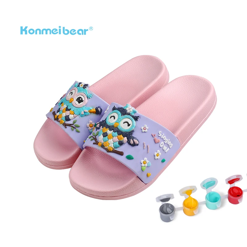 
2021 Hot Selling Summer DIY PAINTING CARTOON CHILDREN SLIPPERS Kids Slippers 