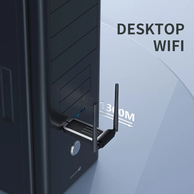 EOM/EDM Hot Selling USB 3.0 1300M Usb Wifi Adapter Wireless Network Adapter 1300 Mbps 500 Meters 5ghz 802.11ac 2.4 / 5 Ghz Wifi