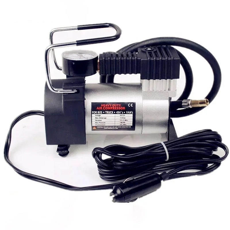 Car air pump Car horizontal pump metal single cylinder multi-function electric air pump 12V mini portable