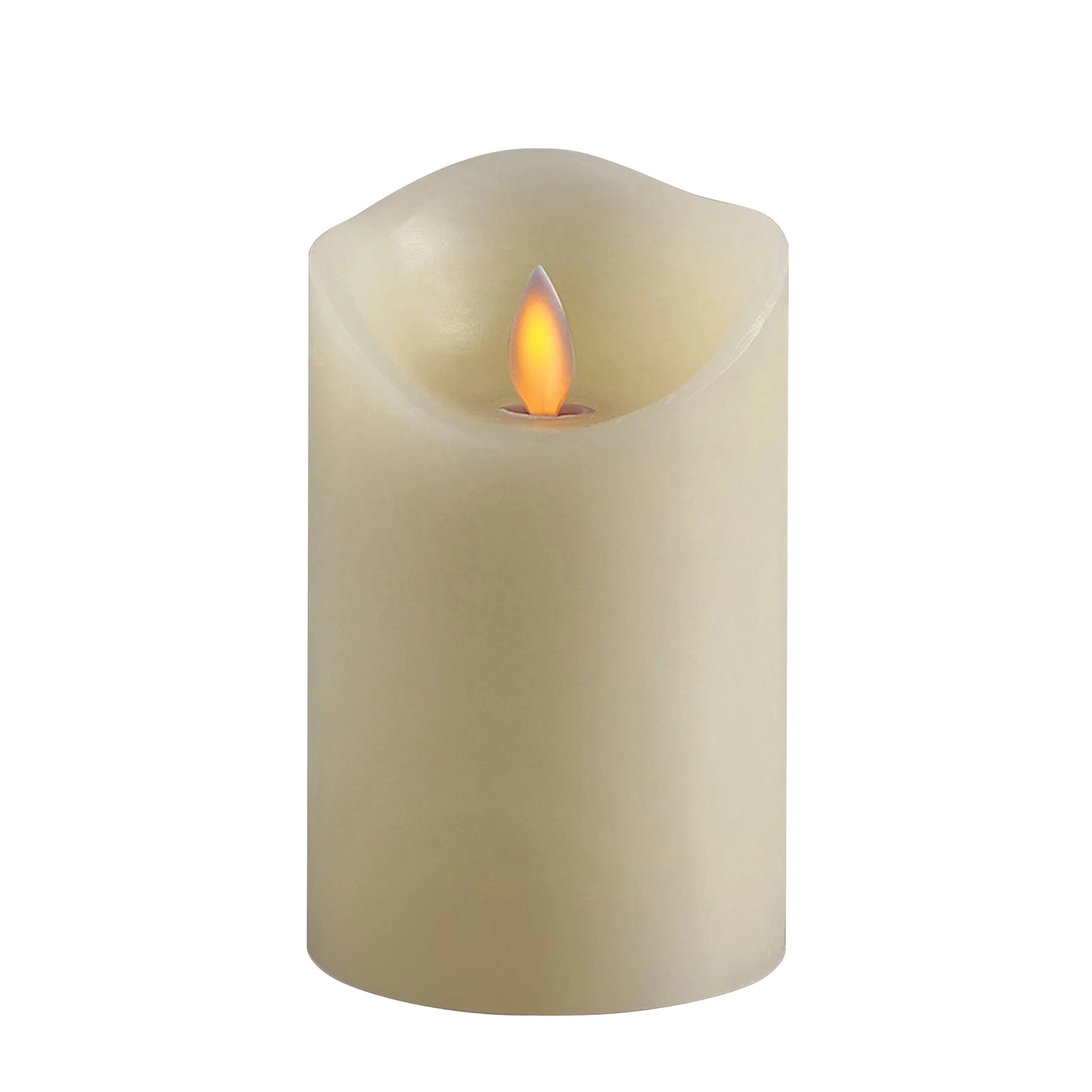 Dancing Flame Wax Pillar LED Candle with Remote Control, 3-1/4 X 6 Inch, Ivory