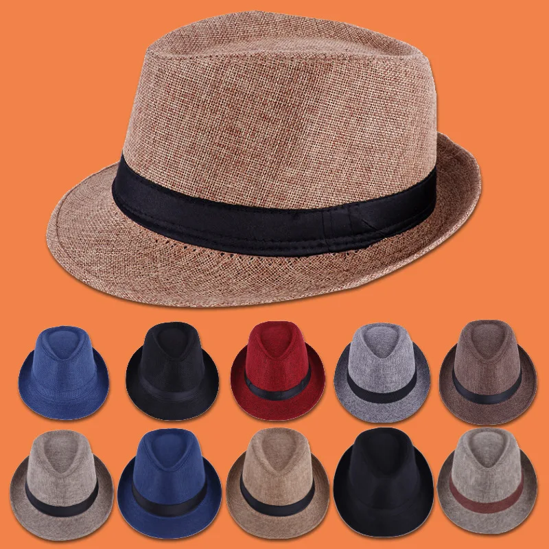 british style bowler hat rolled-rim sun cap linen Jazz Hat for men customizable bowler hat