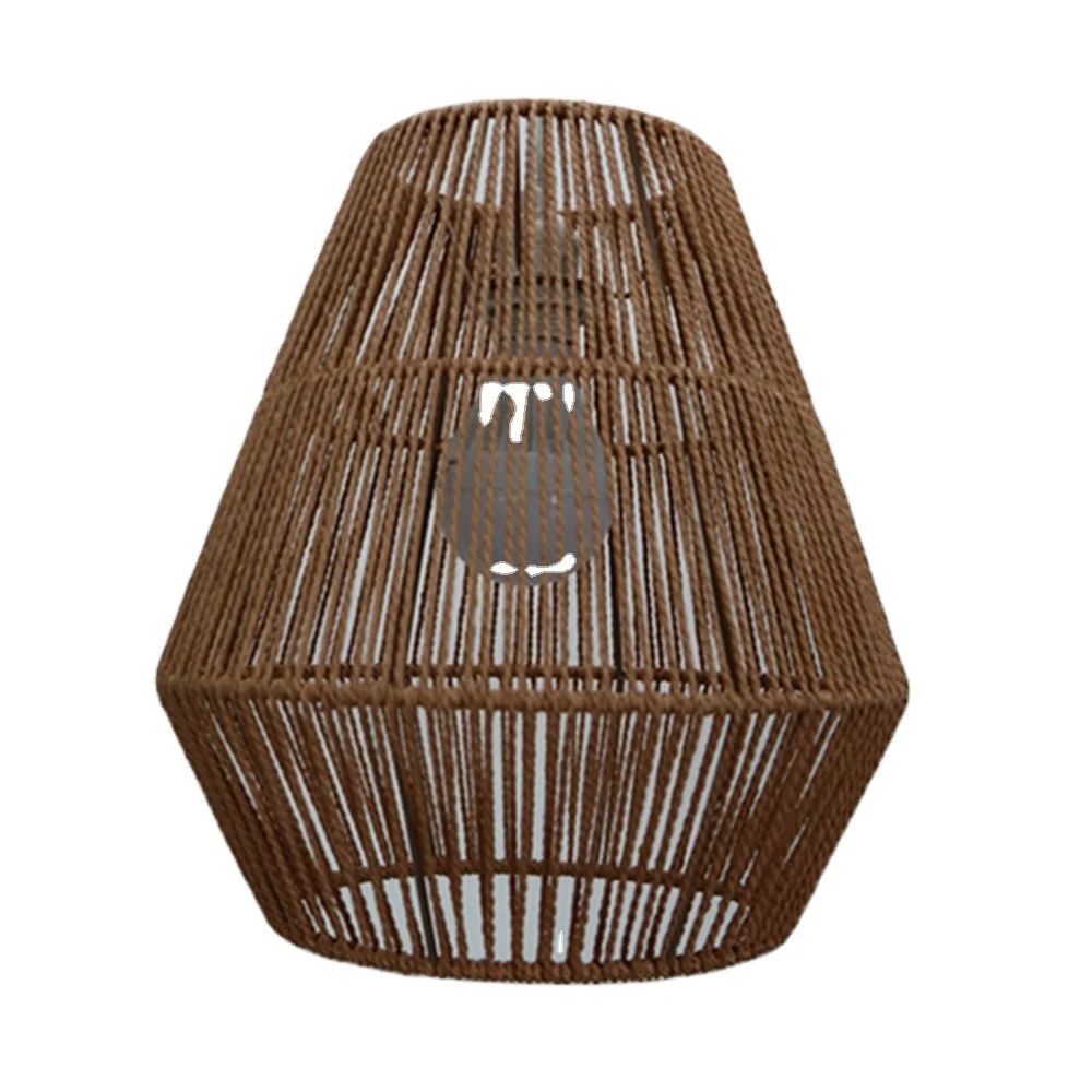 Coastal Beach Rope Rattan Woven Pendant Natural Simple Hand Weaved Dome Suspension Lampshade