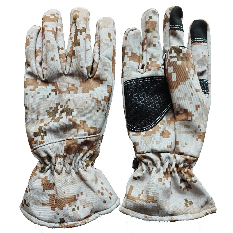 Winter Ski Warm Waterproof Drop Grab Fleece Soft-Shell Leather Shark Mountaineering Outdoor Tactical Gloves For Protection