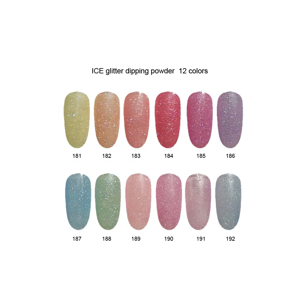 
starry star color nail powder 12colors acrylic polymer nail powder 10g jar ICE glitter dipping powder for nail art 