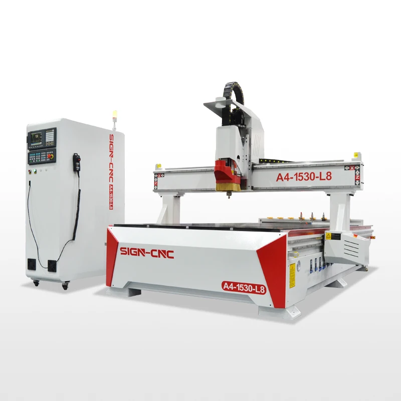 3 axis woodworking machinery A4-1530-L8-Pro ATC Wood CNC Router with atc spindle and AC servo motor for engraving and cutting