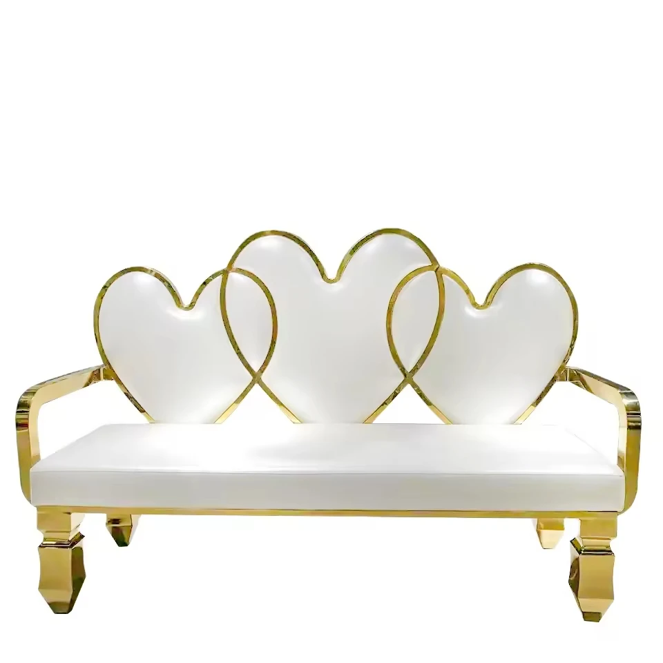 Luxury Bride groom Sofa Gold Trimming High Back Royal King Queen Throne Chair Wedding Loveseat Sofa