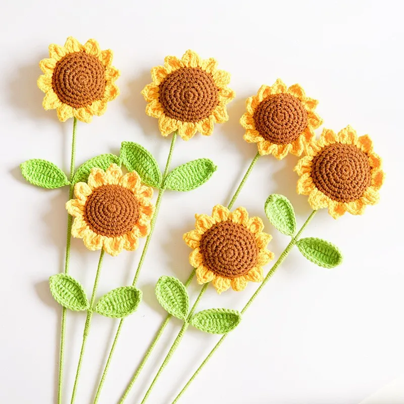 Graduation Season Gift Crochet Sunflower Gifts 15 Inch Handmade Knitted Daisy Flowers for Decoration Home Table Wedding