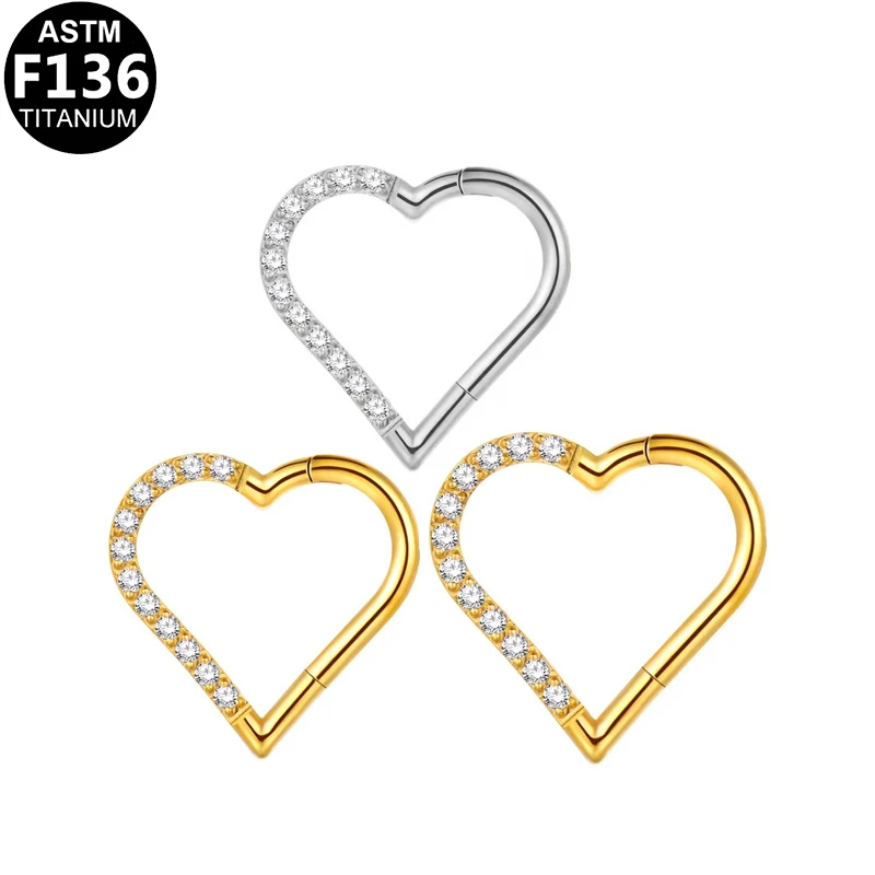 Gaby new design ASTMF136 titanium body jewelry heilx ear piercing rings with heart pattern fashion style