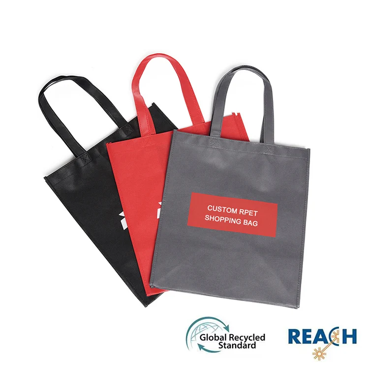 RPET Polyester Supermarket Shopping Bag GRS Recycled Folded Foldable Grocery RPET Bag