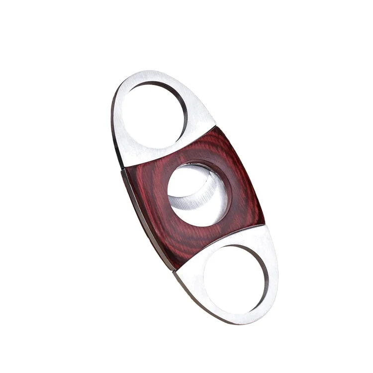 High quality gift simple style pocket woody double blades cigar cutter