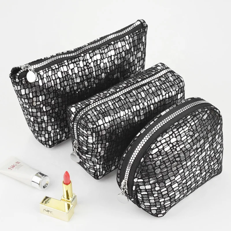 Wholesale Cosmetic Organiser Bag Sequin Clutch Custom Cosmetic Bag PVC Trendy Glitter 3 Piece Nightclub Clutch Bag